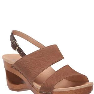 WOMEN'S DANSKO | TAMIA TEXTURED NUBUCK SLING BACK SHOE | HONEY size 41 wedge